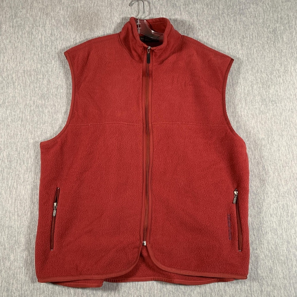 Banana Republic Vest Mens XL Red Fleece Full Zip Made USA Pockets Outdoor
